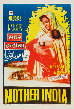 Cartel de "Mother India" [1957], película épica del Indio Mehboob Khan que le valió a la India su primera nominación a un Oscar.