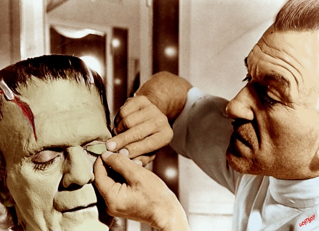 Jack Pierce se pasaba cuatro horas aplicando algodón, colodión, goma y maquillaje verde para transformar a Boris Karloff en el monstruo de Frankenstein.