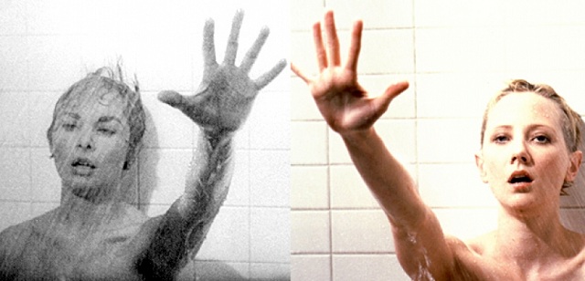Janet Leigh y Anne Heche mueren en la ducha en las versiones de Psicosis de Alfred Hitchcock [1960] y Gus Van Sant [1998].