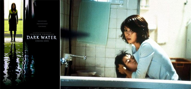 Paranoia ondulante: a la derecha, Hitomi Kuroki, en la película de Hideo Nakata, Dark Water [2002]; a la izquierda, Jennifer Connelly en el remake Hollywoodense de Walter Salles en 2005.